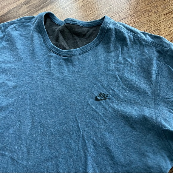 Nike Crewneck Long Sleeve Shirt Blue Logo Mens Large Henley Nice - Picture 4 of 5